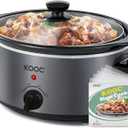 KOOC 4-Quart Slow Cooker, 3 Cooking Settings, Dishwasher Safe Ceramic Crock, Lid, Free Pot Liners Included, GREY, Ellipse Pot
