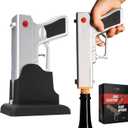 Electric Gun Wine Opener - Corkscrew Wine Opener-Rechargeable Battery, Open Wines Electronic Cork Puller - Unique Anniversary Birthday Gifts for Him, Wine Gifts for Men, Winter Gun Lovers Gifts (Silver)