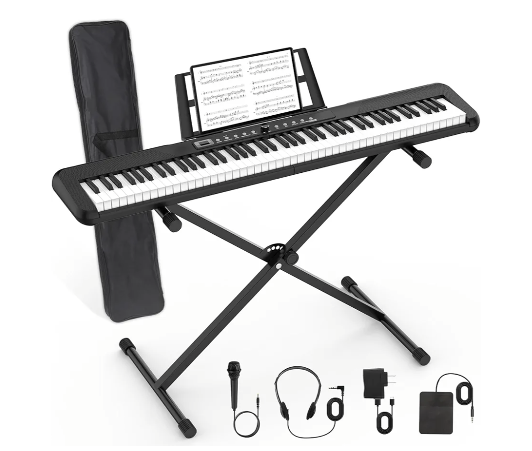 88 Key Piano Keyboard Beginner Electric Digital Piano with Semi Weighted Keys,Sustain Pedal, Power Supply, Stand, Carrying Case,HeadphonesA1 88 Key Piano Keyboard Beginner Electric Digital Piano with Semi Weighted Keys,Sustain Pedal, Power Supply, Stand, Carrying Case,HeadphonesA1