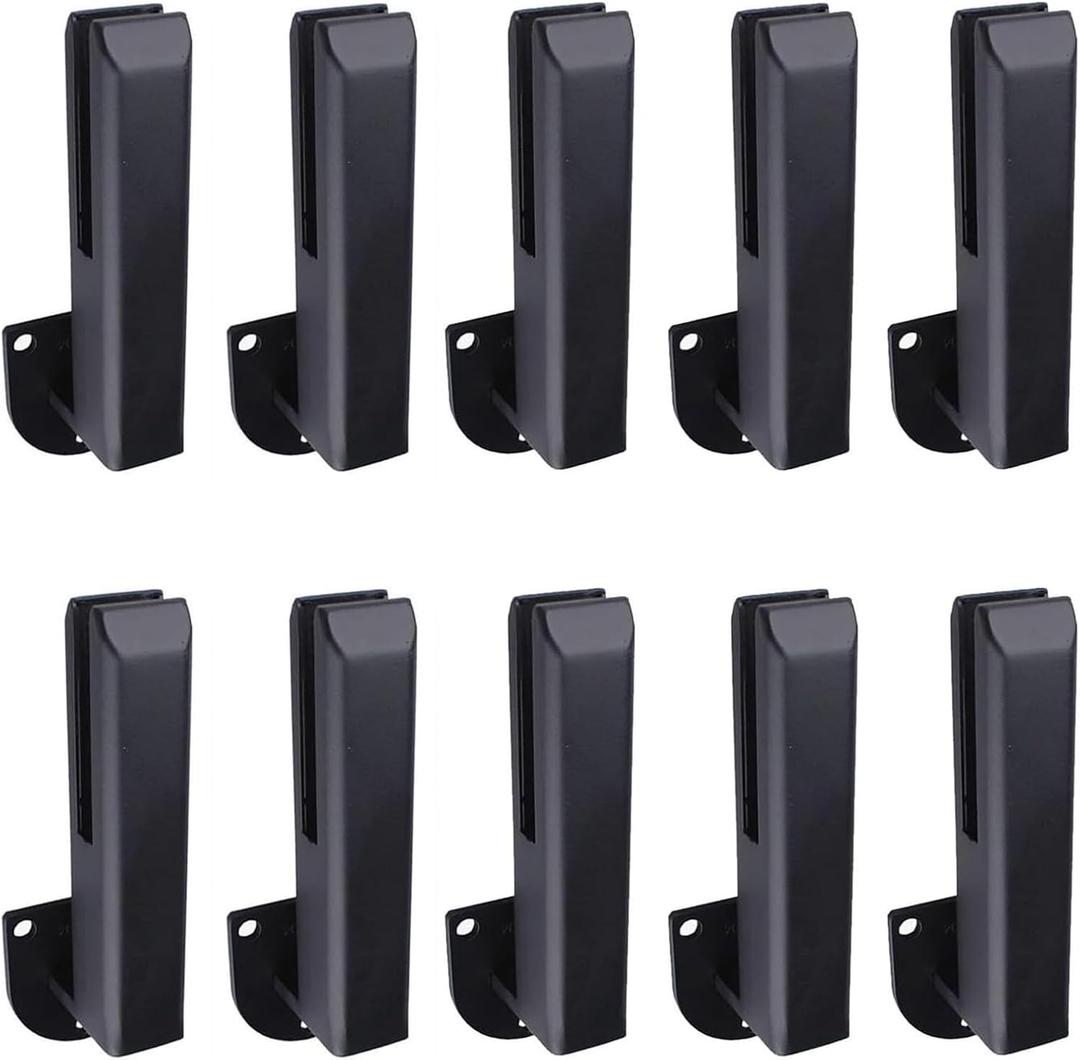 New Version Side Glass Mounting Bracket, Stainless Steel Glass Railing System/Glass Clamps, Pool Fence Railing Post Clamps for Garden Deck Balcony Stair Handrail,Black,10 Pack