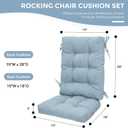 Rocking Chair Cushion Indoor 19x18 inch, Water Resistant Tufted Pads for Rocking Chairs, Non-Slip Chair Cushions for Outdoor Furniture, Frost Blue, 28x19/19x18