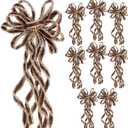 SY Super Bang 8 Pcs Coffee/Gold Velvet Christmas Bows for Christmas Tree Decorations Door Wreath Garland Bow Ornaments, for Gift Wrapping Wedding Home Holiday Party Decor.