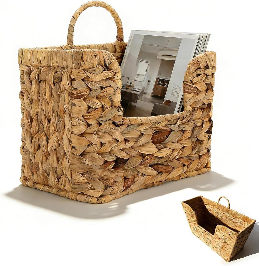 Mail Baskets for Wall, 11.8 x 4.3 x 9.8 in Woven Hanging Magazine Baskets,Hanging Wall ,With Handles