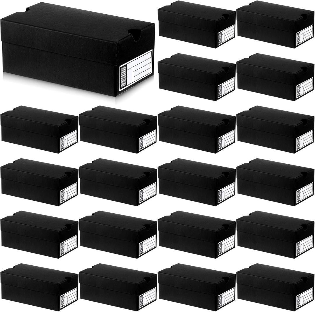 20 Sets Mini Shoe Gifts Boxes for Party Favors 4 x 2.3 x2 inch Small Gifts Box with Editable Label Mini Sneaker Box Sports Theme Christmas Party Gifts Box for Candies Cookies Snacks(Black)