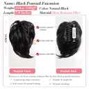 Ponytail Extension Synthetic Pony Tails Hair Extensions Claw Clip Messy Bun Hair Piece, Natural Black 7.8 Inch Clip in Pony Tail,Wavy Fake Short Ponytail Extension For Women (1B, 3OZ)