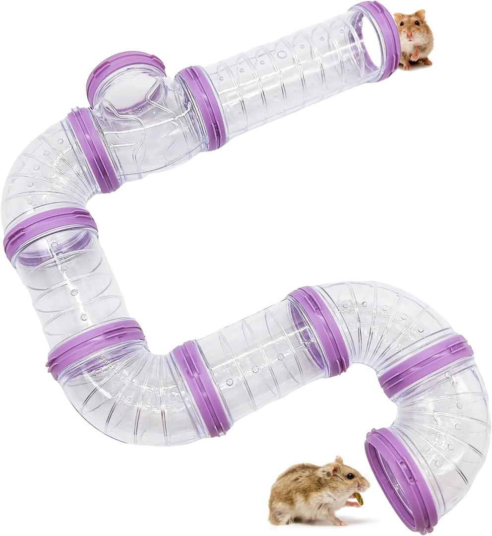 8PCS Hamster Tunnel Tube DIY Assorted Toy Transparent Adventure Pipe Playground Excercise Set for Mouse Syrian Hamster Gerbil (Purple) 8PCS Hamster Tunnel Tube DIY Assorted Toy Transparent Adventure Pipe Playground Excercise Set for Mouse Syrian Hamster Gerbil (Purple)