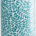 PEMAR Mother of Pearl Inlaid Cylinder Drum End Table Nacre Capiz Shell Side Table Stool Drum Accent Table Coffee Bedside Side Table Round Nightstand and Vanity Stool (Teal Floral), 13"d X19.3"h