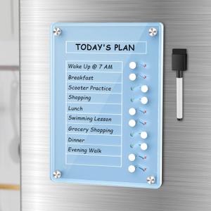 NiHome Acrylic Magnetic To Do List Planning Board with Sliders & Desktop Stand, Kids & Adults Chore Chart, Checklist Routine Chart Task Board for Fridge & Desk, For Magnetic Metal Surfaces Only (Blue)