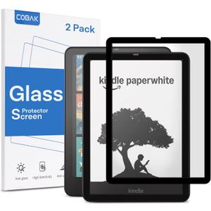 CoBak 2 Pack Matte Tempered Glass Screen Protector for 7" Kindle Paperwhite 12th Gen 2024 & Kindle Colorsoft Signature Edition, Kobo Aura 2 - Fingerprint Resistant, Anti-Bubble - 9H Hardness Film
