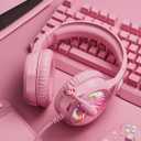 ZIUMIER Z20 Pink Gaming Headset with Microphone, Compatible with PS4 PS5 Xbox One PC Laptop, Over-Ear Headphones with LED RGB Light, Noise Canceling Mic, Stereo Surround Sound (Pink)