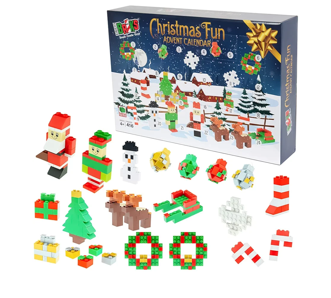 Strictly Briks Compatible with Lego Classic Bricks Advent Calendar for Kids and Toddlers, Countdown to Christmas Building Block Toy, Compatible with All Major Brick Brands, Christmas Theme, 416 Pieces