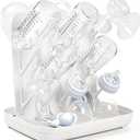 Termichy Baby Bottle Drying Rack: Large Vertical Bottle Dryer Rack Holder - Space Saving Standing Drying Rack for Baby Bottles and Pump Part Cleaning (White)