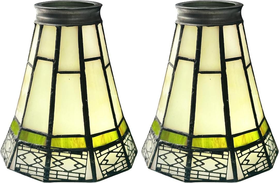 HUIMEIJU Tiffany Lampshade Replacement (Off-White), Replacement Of Fan Lamp Cover