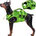 Kuoser Dog Life Jacket High Flotation, Reflective Dogs Life Vest for Swimming Boating, Adjustable Small Medium Large Dog lifejacket, Lightweight Dogs Life Preserver Rescue Handle Spring Summer Pool (X-Large (Chest Girth:25.9-33.4''), Green)