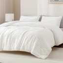 Andency Comforter Full Size Set, White Fluffy Comforter Full Size 3 Pieces, Super Soft Warm Fleece Faux Fur Bedding Set, Luxury Fuzzy Heavy Bed Set for Winter