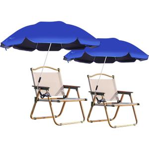 Blissun 2 Pack Chair Umbrella with Clamp, Adjustable Umbrellas for Chair, UPF50+ Sun Shade Umbrella for Beach Chair, Wheelchair, Camping Chair, Patio Chair, Golf Carts, Royal Blue