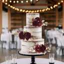 3PCS Burgundy Cake Flowers Wedding Cake Topper Flowers for Cake Decorating Floral Cake Decorations for Wedding Anniversary Birthday Party Home Decor (Burgundy)
