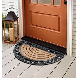 Natural Coir and Rubber Large Half Round Door Mat, 30 x 18 inch, Thick Durable Doormats for Door Entrance, Heavy Duty, Thin Profile Door Mat, Easy to Clean,Long Lasting Front Door Entry Doormat