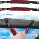 E-cowlboy Roll Bar Grab Handles Paracord Grip Handle for Ford Bronco 2021 2022 2023 2024 2-Door 4-Door Interior Accessories Premium Paracord US Flag (Red 2 Pack)