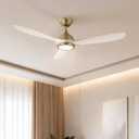 GREENEVER 52" Ceiling Fan with Light Remote Control, Quiet Reversible DC Motor, 3CCT Dimmable Memory, Modern Luxury Ceiling Fan for Master Bedroom Kitchen, Gold and White by GRANDJOY, Medium