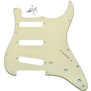 Dopro 11 Hole Vintage 62 Strat ST SSS Single Coil Pickups Guitar Pickguard Scratch Plate with Screws for American FD 62 Stratocaster Aged White 3 Ply
