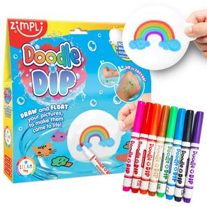 Doodle N Dip, Draw and Float Your Pictures and Add Them as Temporary Tattoos, 8 x Magic Markers & Picture Paddle, Magical Water Colouring Painting Pens, Creative Toy for Children (2 Pack Bundle, Multi)