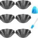 Abgream Tortilla Pan Set - 4 Pack Carbon Steel Non-Stick Taco Salad Bowl Tortilla Shell Maker Black Baking Pans with a Silicone Potholder and a Basting Brush (Large)