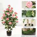 Artificial Camellia Tree, 3FT, Pink Flowers, 2 Pack