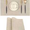 DVLOL Beige Placemats Set of 2 - Heat Resistant Non-Slip Place mats for Dining Table, Washable Durable PVC Vinyl Woven Table Mats (Beige, 2)