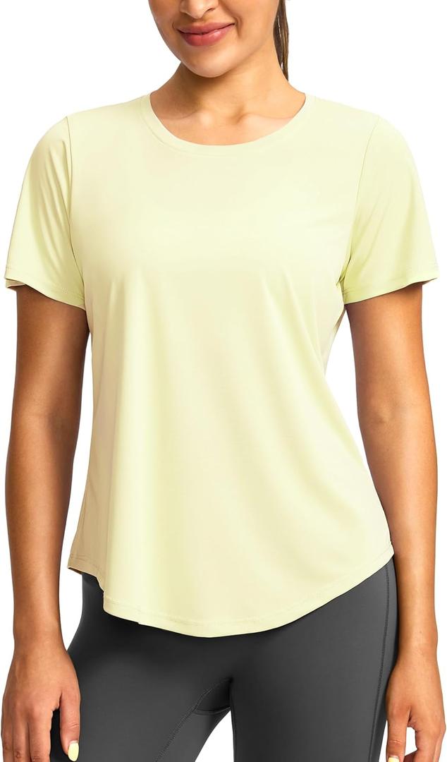 Women's Short Sleeve Workout Shirts Breathable UPF 50+ Sun Protection T-Shirts Quick Dry Gym Running Hiking Tops (Medium)
