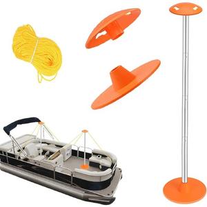 Tuszom Boat Cover Support Pole Systems with AntiUV PE Ropes & 9" ABS Base, Highly Stable Windproof Support Pole  Adjustbale 11/8" in Diameter for VHull/Pontoon/Jon Boat Cover (2 Pack)