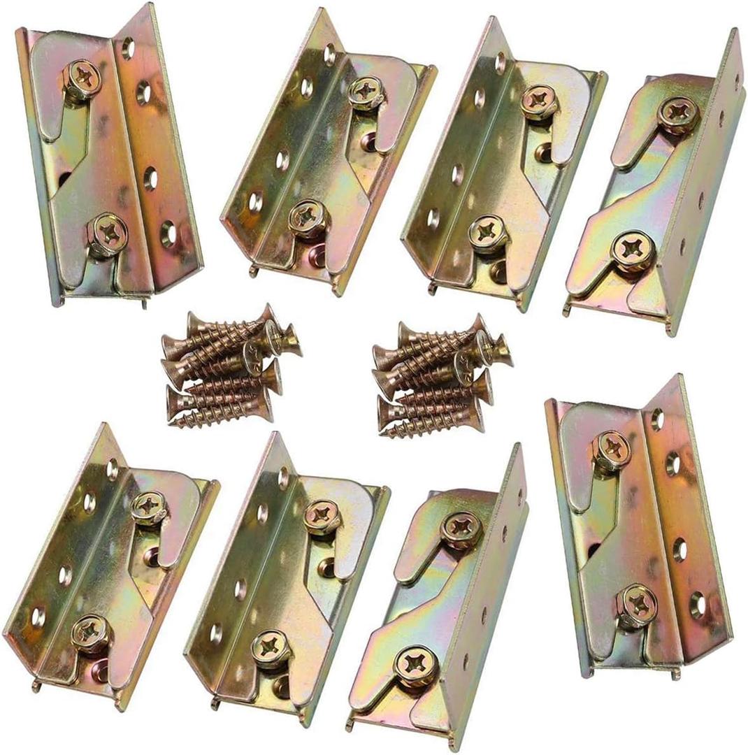 Bed Brackets 8Pack Heavy Duty Bed Fittings Wooden Bed Frame Connectors with Screws for Headboards Footboards Hold