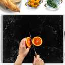 Kitchenville Glass Cutting Board 20”x16”: Tempered Glass Kitchen Counter Protector - Durable- Scratch-Resistant, Heat-Proof - Design 1 - Black Marble Effect