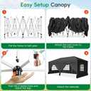 Driftalia 10x20 Pop up Canopy Tent with 6 Sidewalls, Outdoor Canopy with Windows & Roller Bag, Party Tent for Commercial Events, Weddings, Camping - Black