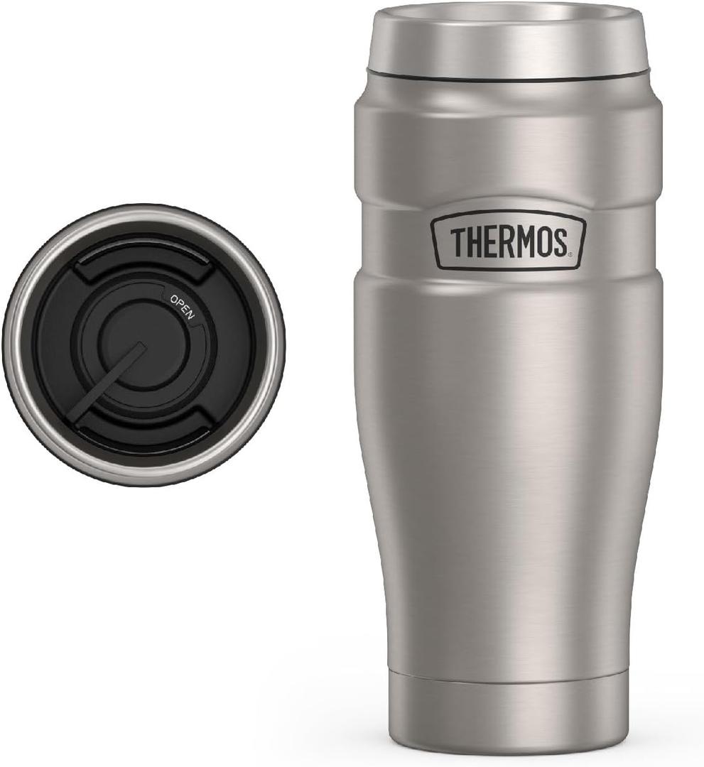 THERMOS Stainless King Vacuum-Insulated Travel Tumbler, 16 Ounce, Matte Steel