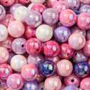 16mm Acrylic Beads 100pcs Ab Pink&Purple Bead Chunk Bubblegum Beads for Pens for Necklace Jewelry Bracelets DIY Crafts Making (White&Purple&Pink)