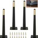 WOPPLXY 4 Pcs 12 Inch Furniture Legs, Straight Conical Metal Table Legs, Black Gold Mid-Century Style Furniture Replacement Legs for Sofa Cabinet Table Chair Cupboard Ottoman Home DIY Projects