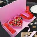 WENPACK Empty Flower Gift Box I Love U Cardboard Letter Shaped Fillable Chocolate Strawberry Candy Packaging (Pink), 1 Count