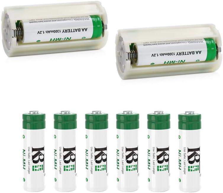 KBT 3 AA in Series to D Size Battery Holder Case Adapter Tube (3.6V /4.5V) with 6 Pack AA 1.2V 1300mAh Ni-MH Rechargeable Batteries
