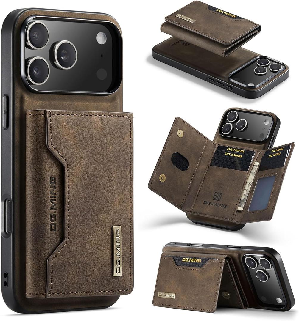 SZHAIYU 2 in 1 Detachable Wallet Phone Cases Compatible with iPhone 17 Pro Max Case with Card Holder Men 6.9'' Magnetic Leather Cover (Coffee, iPhone 17 Pro Max)