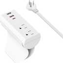 ETL Listed. Couch Charging Station, HEZI Sofa Outlet with 2 AC Outlets 3USB Ports (PD20W USB-C), 1050J Surge Protection, 10ft Flat Power Cord for Furniture Couch (White)