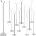 Gray Bunny Table Number Holders, 12 Pack (12in Tall) Metal Table Number Stands & Place Card Holders for Wedding Receptions, Banquets, Restaurants, Photos (Silver Chrome)