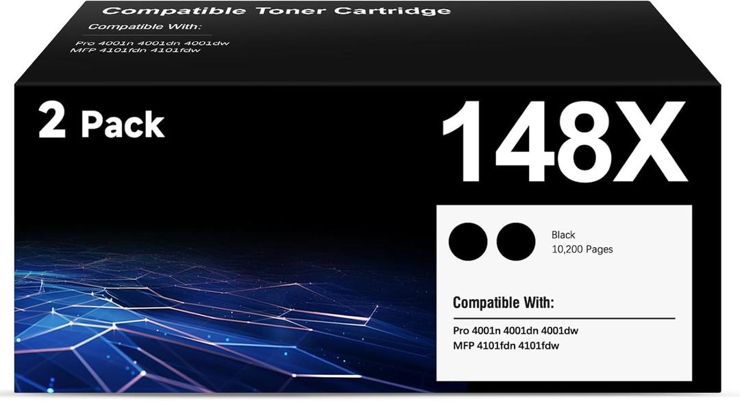 148X Toner Cartridges High Yield (2-Pack) Compatible Replacement for HP 148 148A W1480A Work with HP Pro MFP 4101fdw Pro 4001n 4001dw 4001dn MFP 4101fdn Printer