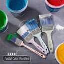 Bates 4Pack Plastic Handle Paint Brushes - Pastel Colors, Stain, Furniture & Wall Painting (4 Pack, 1.5", 2", 2.5", 3")
