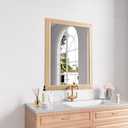 Amorho 24x32 Inch Bathroom Mirror for Wall, Oak Wood Grain Metal Framed Mirror, Anti-Rust, Hang Horizontally/Vertically, Suitable for Bedroom, Farmhouse, Bathroom, Decorative