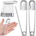 Juexica 10 Pcs Large Safety Pins 5 Inch Jumbo Stainless Steel Safety Pins Heavy Duty Huge for Strong Laundry Upholstery Sewing Quilting Key Rings Craft Outdoor (Silver)