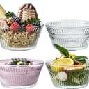 Vintage Glass Dessert Bowls, 11oz Sundae ice cream Bowl, Thickened Lead-Free Glass Bowls for Ice Cream, Fruit, Yogurt, Oat, Pudding, Appetizers & Party Snacks (4)