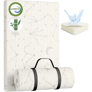 YENING Bamboo Pack and Play Mattress Pad Breathable 38x26 Waterproof Baby Mattress for Pack N Play Matress Topper Waterproof with Strap (Bamboo Cover (Reduces Odors))