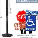 Parking Sign Post Heavy Duty 49" Sign Base Cast Iron Sign Stand, Movable Parking Sign Stand for Hanging Signs (Black-1 Pack-20 lbs)