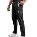 Hioutdoor Mens Athletic Pants Lightweight Slim Fit Track Pants with Zipper Pockets, Quick Dry Sports Pants for Running Gym Black L (Black, L)